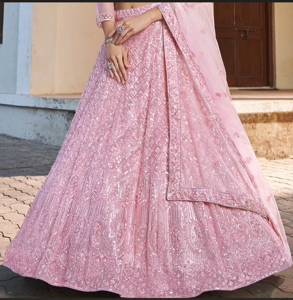 Designer pink lehenga for bridesmaids in at Udaipur destination weddings