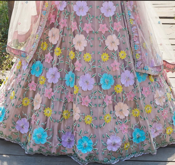 Floral sequins lehenga for Houston Indian celebrations