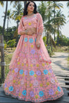 Peach floral lehenga for Mumbai sangeet parties