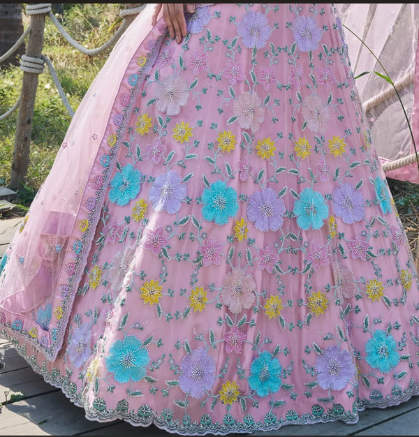 Trendy pink lehenga for Ahmedabad engagement nights