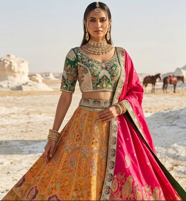 Chandigarh Bridal Styling: A Luxurious Heritage Silk Kalidar Lehenga