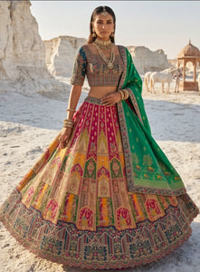 Luxury Heritage Jacquard Silk Custom Made Bridal Lehenga for Mumbai Wedding Fashion