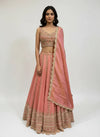 Peach Tissue Bridal Ghagra Choli For Sangeet Ceremony In Mumbai India