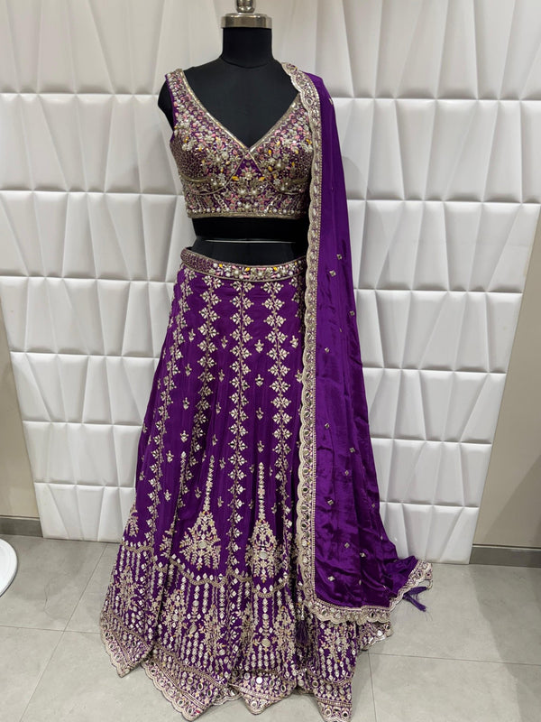 Heavy Embroidered Purple Choli Detail New Jersey USA | Live Original Product