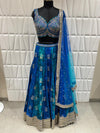 Net Dupatta, Crepe Kali Skirt, with Royal Sapphire Blue Silk Ghagra Choli