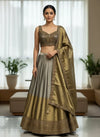 Champagne Gold Tissue Ghagra Choli For Reception Party In Manchester