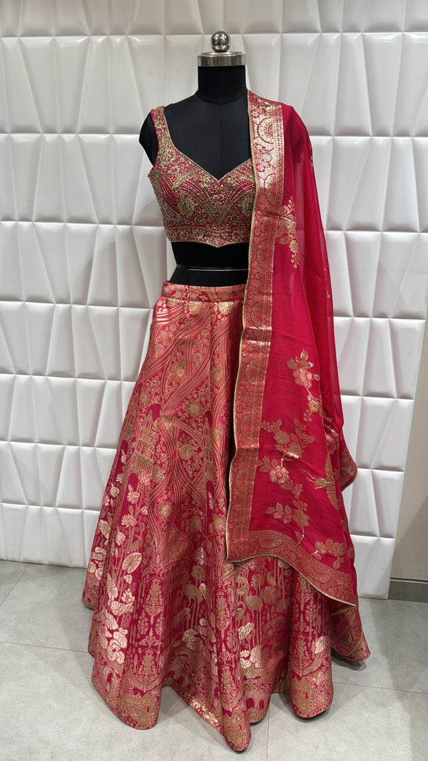 Rani Pink Original View Wedding Ghagra Choli For Reception In Bangalore India Designer