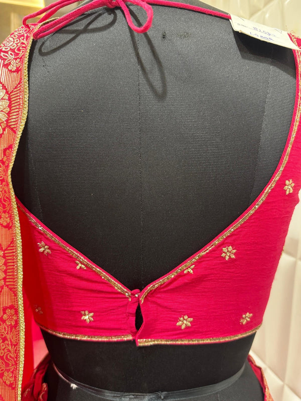 Live Original Product Image Of Rani Pink Banarasi Ghagra Choli Back View