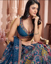 Teal Blue Printed Silk Lehenga Choli For Bride's Sisters & Friends