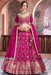 Luxurious Wedding Rani Pink Banarasi Silk Bridal Lehenga Choli QueenPink