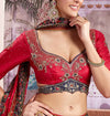 Buy Maroon Printed Silk Lehenga: Exquisite Family Wedding Outfits