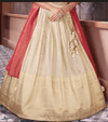 Corset Mirror Work Sangeet Wear in a Cream Tissue Silk Bridal Lehenga