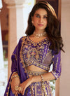 Royal Purple Banarasi Silk Designer Lehenga featuring heavy intricate blouse work for wedding & festive wear | BharatPlaza