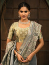 Grey Pure Ziraf Silk Saree with Heavy Zari Work Live Original Product Image Manchester Reception Wear