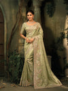 Luxury Green Silk Saree with Heavy Border Work Live Original Reception Look Edmonton, Alberta