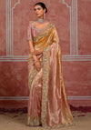 Golden Pink Pure Ziraf Silk Saree showcasing elegant shaded tones and zari work for festive wear | BharatPlaza