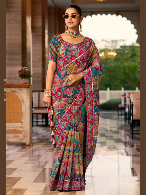 Multi-Color Premium HO Fabric Party Saree | BharatPlaza