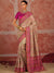 Chiku Pink Shana Silk Designer Saree showcasing rich diamond embellishments for wedding & festive wear | BharatPlaza