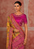 Mustard Pink Pure Shana Silk Designer Saree featuring elegant resham work for wedding & festive wear | BharatPlaza