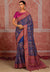 Royal Blue Shana Silk Designer Saree featuring vibrant rani pink blouse for wedding & festive wear | BharatPlaza