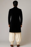 Black Velvet Indo Western Coat with Cream Patiala Baggy – Royal