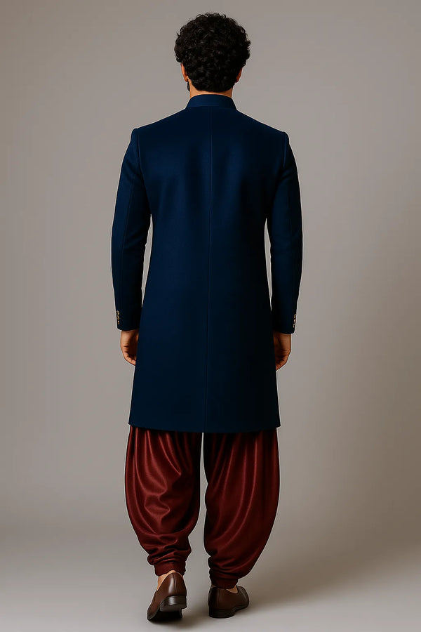 Azure Velvet The Designer Reception Indowestern - Bharat Plaza