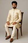 Ivory Terry Rayon Sherwani – Aristocratic Wedding Wear - Bharat Plaza