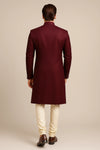 Deep Maroon Terry Rayon Sherwani – Regal Wedding Wear - Bharat Plaza