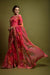 Pink georgette floral saree with foil border and satin blouse