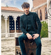 Imported Polyester Blend Teal Green Indo Western for Men
