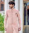 Baby Pink Velvet Indo Western Outfit for Men
