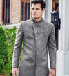 Suede Polyester Grey Indowestern