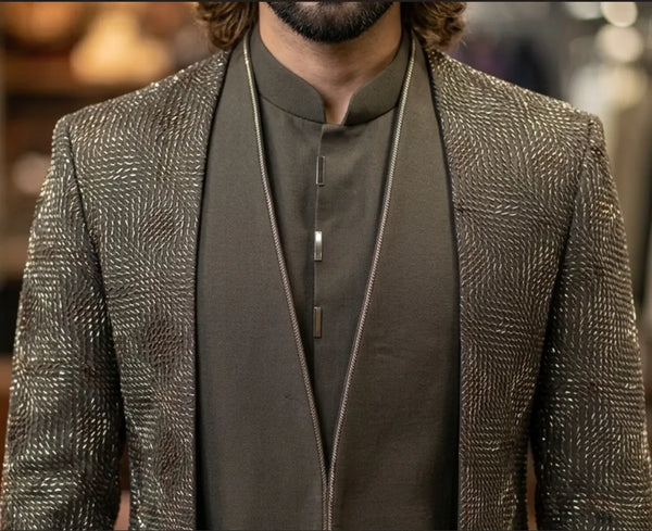 Premium 3 pc Mens Indo-Western with luxurious embroidery for HNIs & NRIs