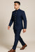 Side view of navy blue Bandhgala Jodhpuri suit with matching trousers for a Lusaka engagement