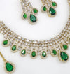 Green Emerald CZ Mehandi Bridal Choker Set in Polish