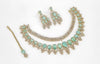 Polish Designer Choker Set with Mint Green CZs and Mehandi Work