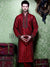 Maroon Partylook Kurta with Self Print & Embroidered Neckline