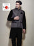 Black linen kurta with Nehru Jacket