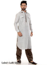 Off White Linen Kurta with Dusty Brown Detailing B