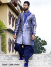 Long Ethnic Blue Dhoti Kurta in Dupion and Cot Silk
