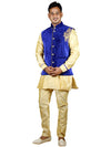 SKB3737NB Cream Kurta Blue Velvet Jacket