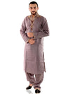 Dusty Purple Linen Partywear Kurta with Beads & Cutdana Work
