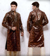 Brown Imported Fabric Designer Kurta with Embroidered Neckline