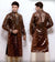 Brown Imported Fabric Designer Kurta with Embroidered Neckline
