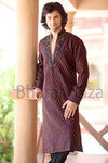 Black Resham Self Brocade Kurta with Embroidered Neckline