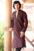 Black Resham Self Brocade Kurta with Embroidered Neckline