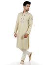 SKBLL2154 Cream Jacquard Kurta White Resham Embroidery