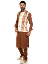 SKBLL5002 Brown Linen Kurta Off White Jacket
