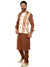 SKBLL5002 Brown Linen Kurta Off White Jacket