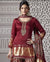Maroon Gajji Silk Palazzo Suit, Designer Wedding Wear For Women